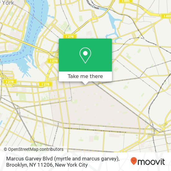 Marcus Garvey Blvd (myrtle and marcus garvey), Brooklyn, NY 11206 map
