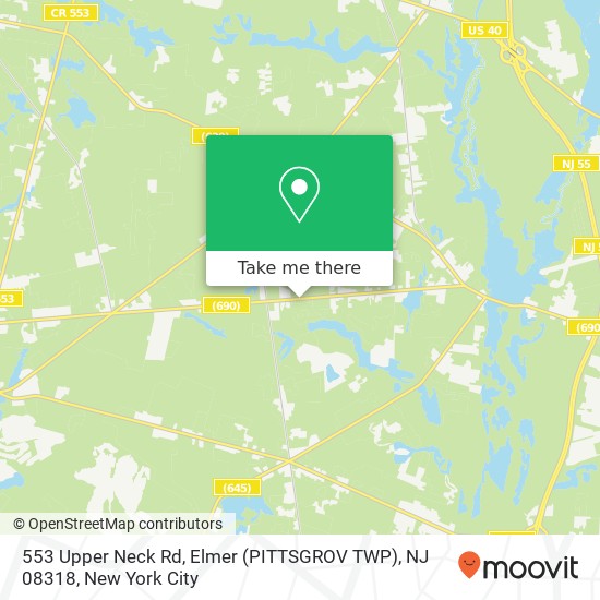 Mapa de 553 Upper Neck Rd, Elmer (PITTSGROV TWP), NJ 08318