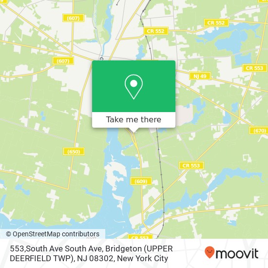 Mapa de 553,South Ave South Ave, Bridgeton (UPPER DEERFIELD TWP), NJ 08302