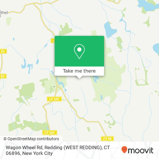 Mapa de Wagon Wheel Rd, Redding (WEST REDDING), CT 06896