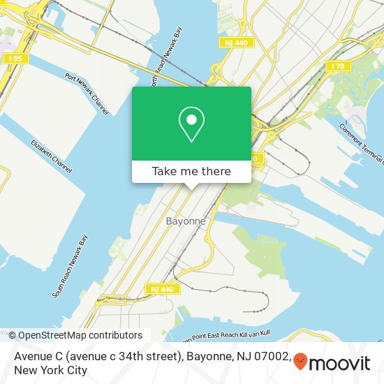Mapa de Avenue C (avenue c 34th street), Bayonne, NJ 07002