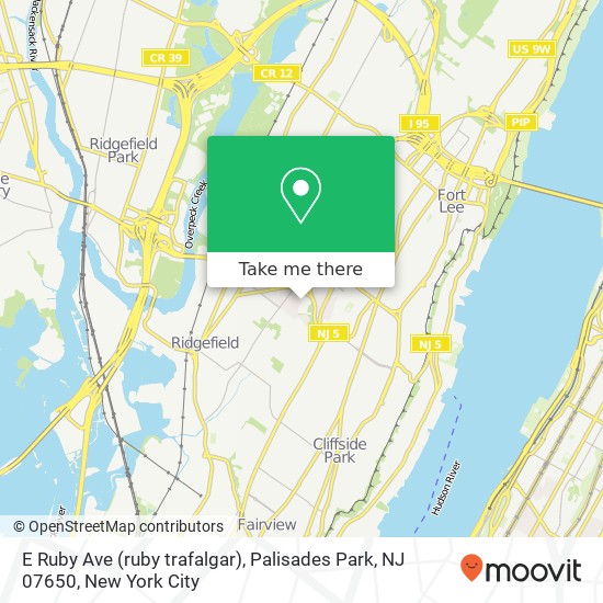 Mapa de E Ruby Ave (ruby trafalgar), Palisades Park, NJ 07650