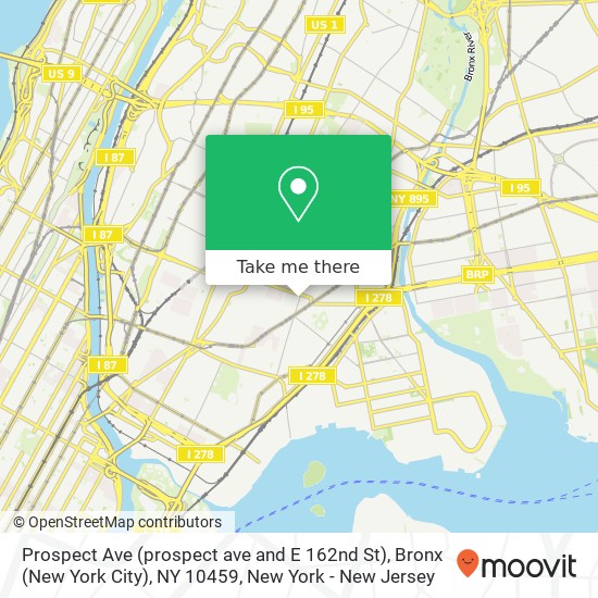 Mapa de Prospect Ave (prospect ave and E 162nd St), Bronx (New York City), NY 10459