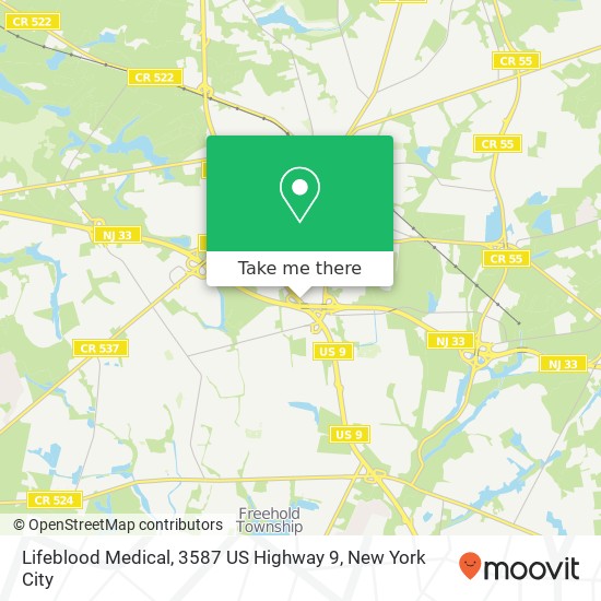 Lifeblood Medical, 3587 US Highway 9 map