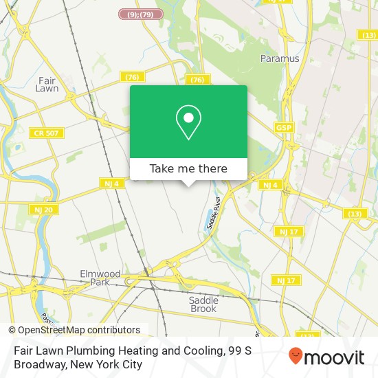 Mapa de Fair Lawn Plumbing Heating and Cooling, 99 S Broadway