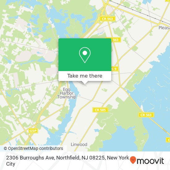 Mapa de 2306 Burroughs Ave, Northfield, NJ 08225