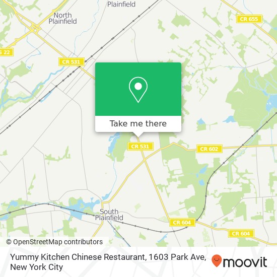 Mapa de Yummy Kitchen Chinese Restaurant, 1603 Park Ave