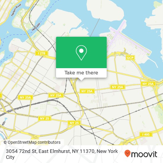 Mapa de 3054 72nd St, East Elmhurst, NY 11370