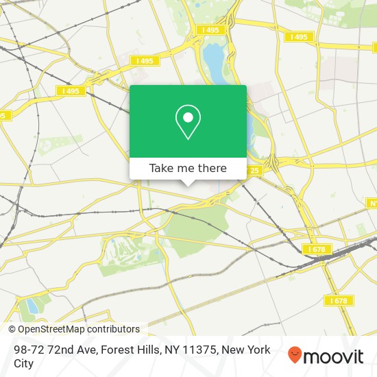 Mapa de 98-72 72nd Ave, Forest Hills, NY 11375