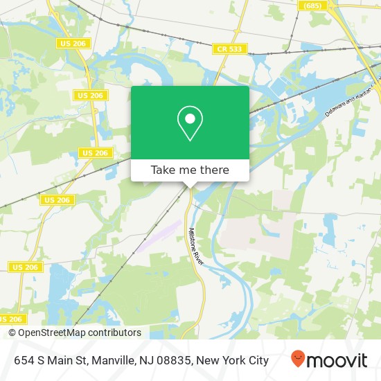 Mapa de 654 S Main St, Manville, NJ 08835