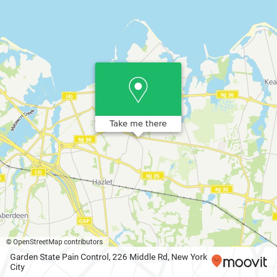 Mapa de Garden State Pain Control, 226 Middle Rd