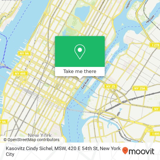 Kasovitz Cindy Sichel, MSW, 420 E 54th St map