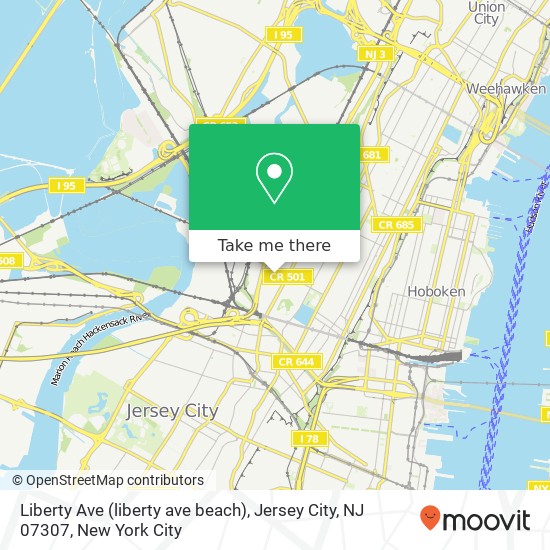 Mapa de Liberty Ave (liberty ave beach), Jersey City, NJ 07307