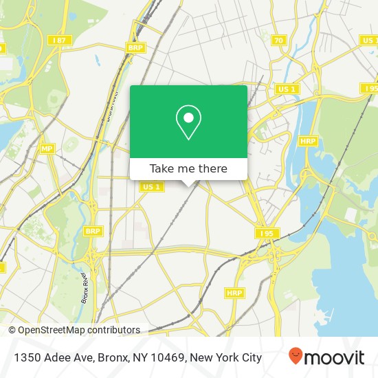 Mapa de 1350 Adee Ave, Bronx, NY 10469