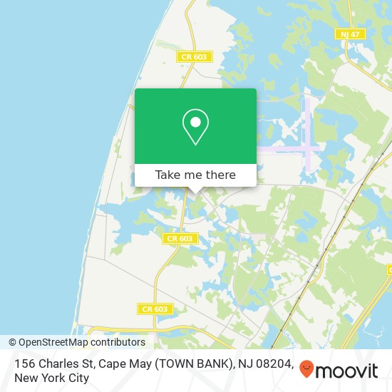 Mapa de 156 Charles St, Cape May (TOWN BANK), NJ 08204