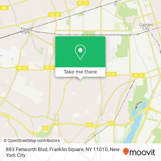 Mapa de 883 Fenworth Blvd, Franklin Square, NY 11010