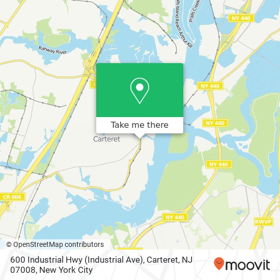 Mapa de 600 Industrial Hwy (Industrial Ave), Carteret, NJ 07008