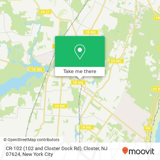 Mapa de CR-102 (102 and Closter Dock Rd), Closter, NJ 07624