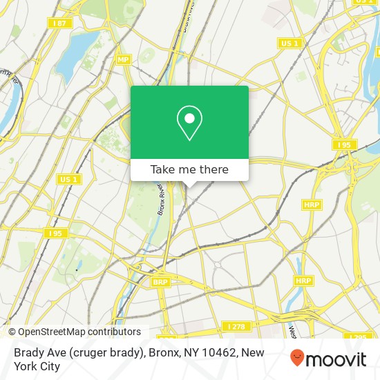 Mapa de Brady Ave (cruger brady), Bronx, NY 10462