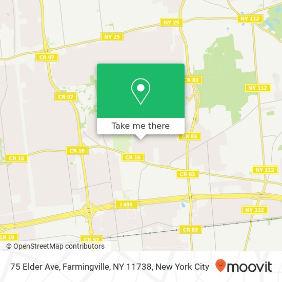Mapa de 75 Elder Ave, Farmingville, NY 11738