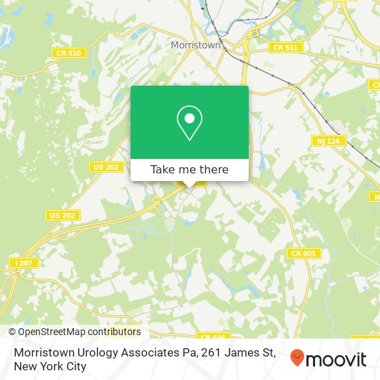 Mapa de Morristown Urology Associates Pa, 261 James St