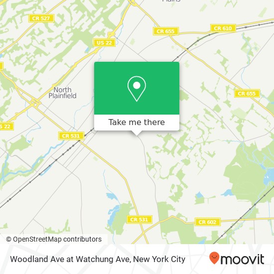 Mapa de Woodland Ave at Watchung Ave