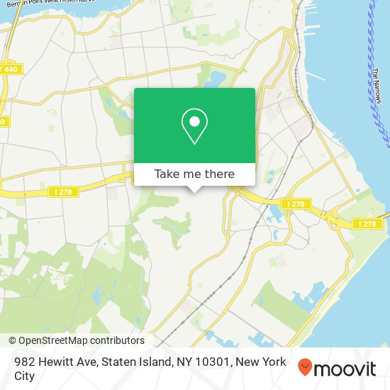 Mapa de 982 Hewitt Ave, Staten Island, NY 10301