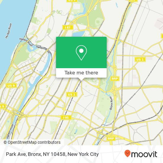 Mapa de Park Ave, Bronx, NY 10458