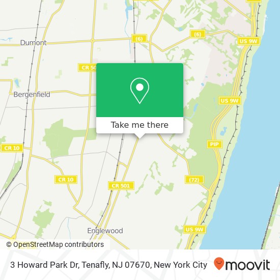 Mapa de 3 Howard Park Dr, Tenafly, NJ 07670