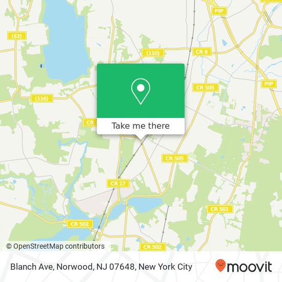 Mapa de Blanch Ave, Norwood, NJ 07648