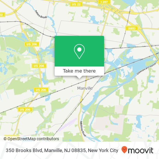 Mapa de 350 Brooks Blvd, Manville, NJ 08835