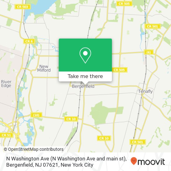 Mapa de N Washington Ave (N Washington Ave and main st), Bergenfield, NJ 07621
