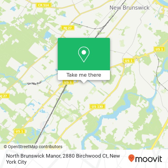 Mapa de North Brunswick Manor, 2880 Birchwood Ct
