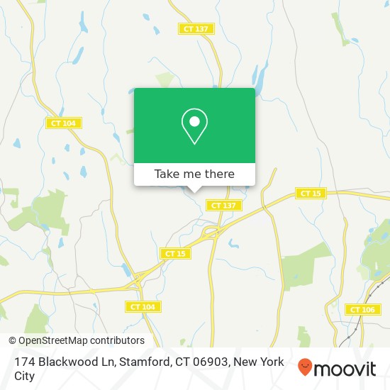 Mapa de 174 Blackwood Ln, Stamford, CT 06903