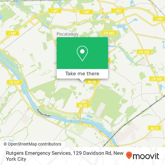 Mapa de Rutgers Emergency Services, 129 Davidson Rd