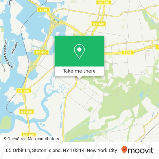 Mapa de 65 Orbit Ln, Staten Island, NY 10314
