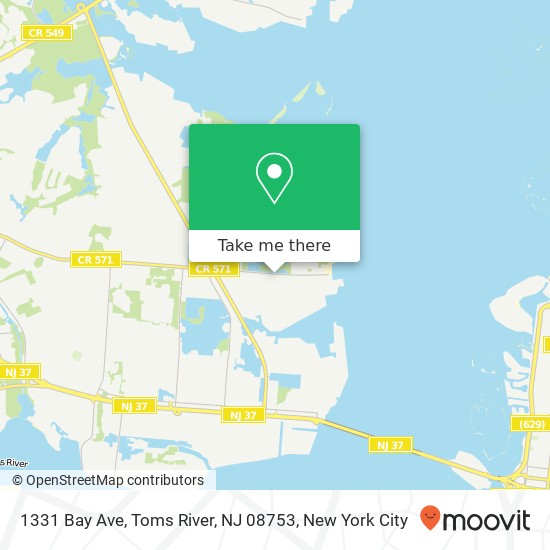 Mapa de 1331 Bay Ave, Toms River, NJ 08753