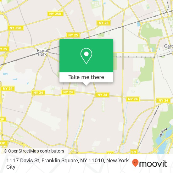 Mapa de 1117 Davis St, Franklin Square, NY 11010