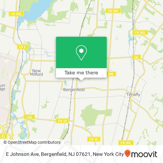 Mapa de E Johnson Ave, Bergenfield, NJ 07621