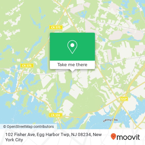 Mapa de 102 Fisher Ave, Egg Harbor Twp, NJ 08234