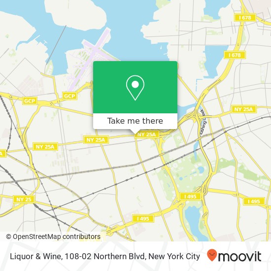 Mapa de Liquor & Wine, 108-02 Northern Blvd