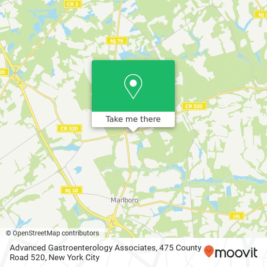 Mapa de Advanced Gastroenterology Associates, 475 County Road 520