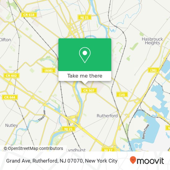 Mapa de Grand Ave, Rutherford, NJ 07070