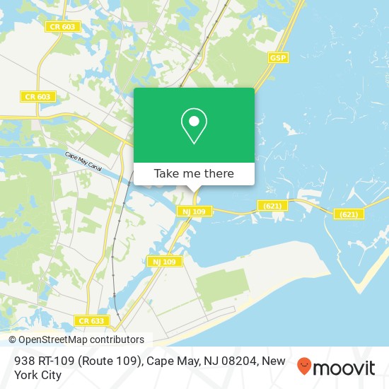 Mapa de 938 RT-109 (Route 109), Cape May, NJ 08204