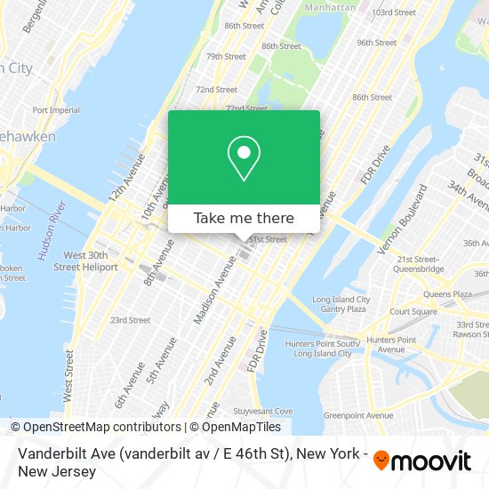 Mapa de Vanderbilt Ave (vanderbilt av / E 46th St)