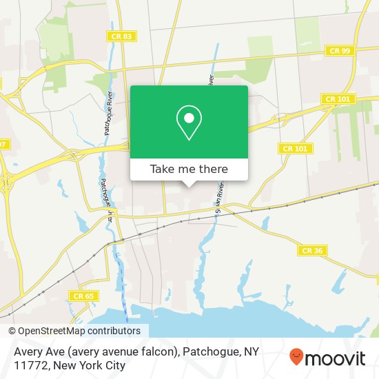 Mapa de Avery Ave (avery avenue falcon), Patchogue, NY 11772