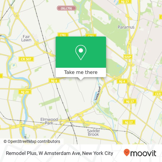 Mapa de Remodel Plus, W Amsterdam Ave