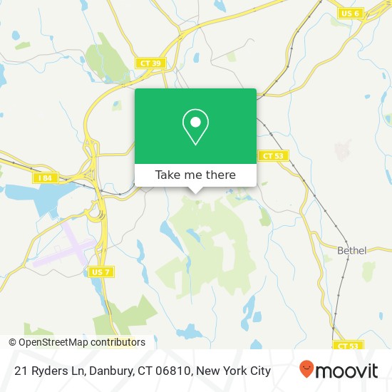 Mapa de 21 Ryders Ln, Danbury, CT 06810