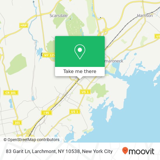 Mapa de 83 Garit Ln, Larchmont, NY 10538