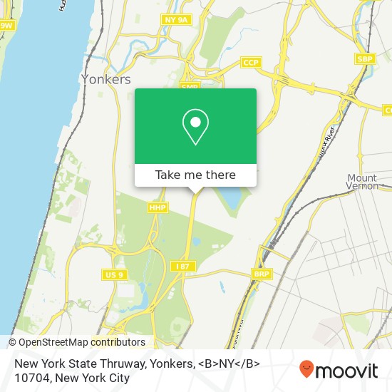 New York State Thruway, Yonkers, <B>NY< / B> 10704 map